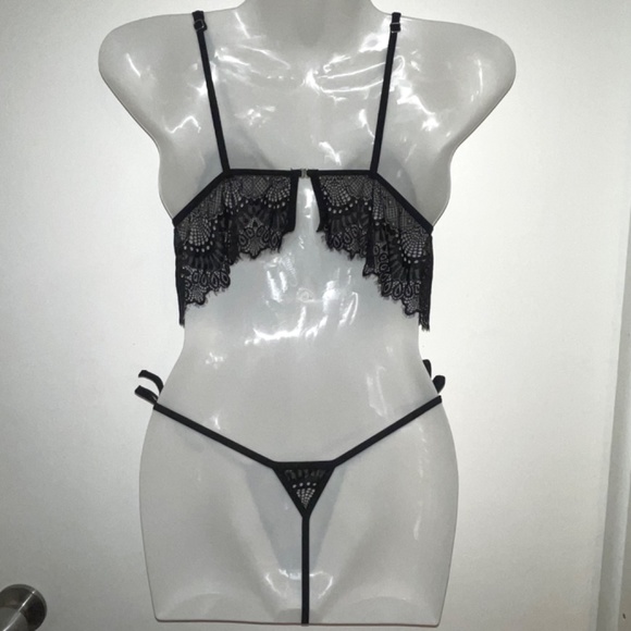 THE PRICE IS FIRM 2 Piece Lace Bra and Self Tie Panty Set OSFW - Picture 7 of 9
